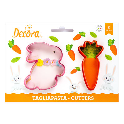 Decora Plastic Cookie Cutters Rabbit and Carrot Set/2