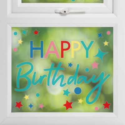 Ginger Ray Multicoloured Happy Birthday Window Sticker