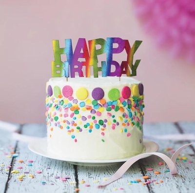 AH Rainbow Happy Birthday Cake Topper Foil