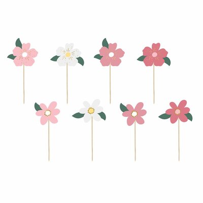 PartyDeco Cake Toppers Flowers pk/8
