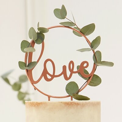 Ginger Ray Love Script Rose Gold Wedding Cake Topper