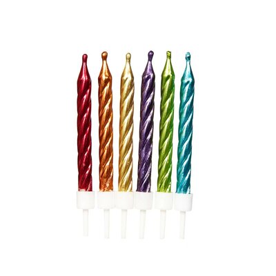 AH Glitter Candles Metallic Candles Rainbow  pk/12