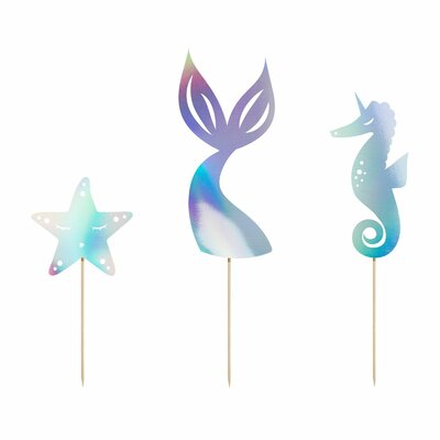 PartyDeco Cake toppers Zeemeermin pk/3