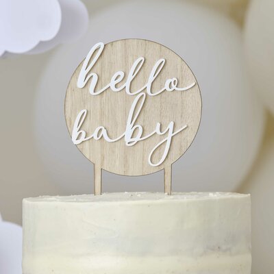 Ginger Ray Hello Baby Wood and Acrylic Cake Topper