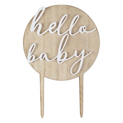 Ginger Ray Hello Baby Wood and Acrylic Cake Topper