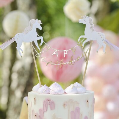 Ginger Ray Princess Unicorn Happy Birthday Cake Topper