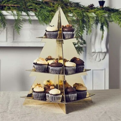 Hootyballoo Gold Christmas Tree Cake Stand