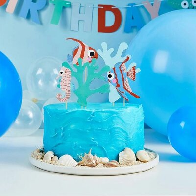Hootyballoo Fish & Coral Cake Topper Set/5