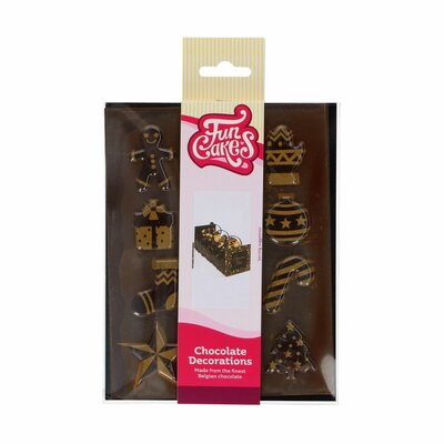 FunCakes Chocolade Decoraties Goud - Kerstmis Set/12