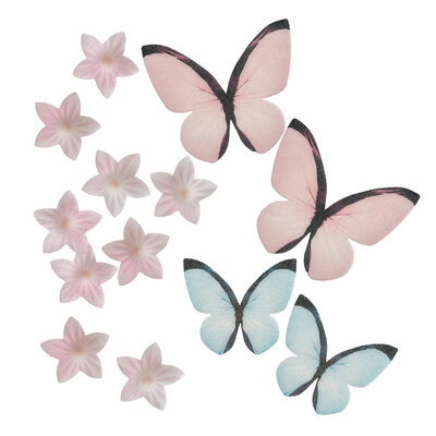 Dekora Edible Mini Flowers and Butterflies Pink and Blue 39/st