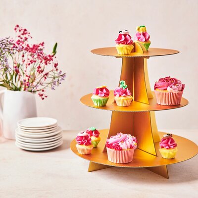 FunCakes 3 Tier Cupcake Stand Display - Gold