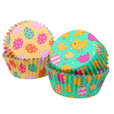 PME PaasCupcake Vormpjes met Folievoering - Paaskuikens, 60 stuks