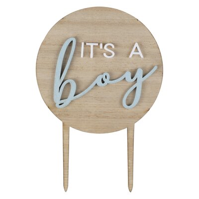 Ginger Ray It's a Boy Wooden Baby Shower Cake Topper