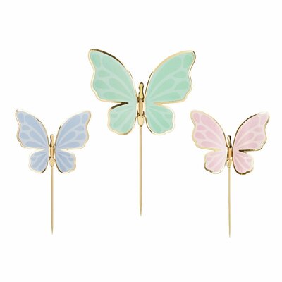 PartyDeco Taart Toppers Vlinders 9 x 6,5 cm