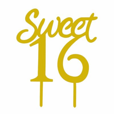 Tasty Me Cake topper sweet 16 - goud