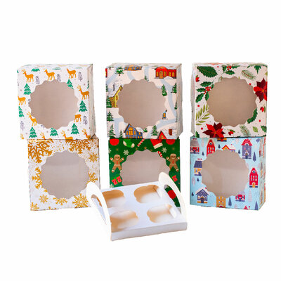 Decora Christmas Sweet Boxex with Cupcake Insert pk/1