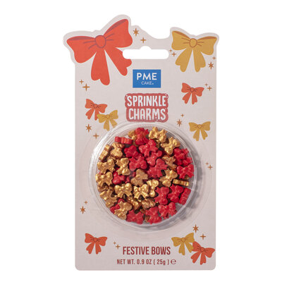 PME Kerstnovelty Sprinkle Charms - Feestelijke Strikken 25g