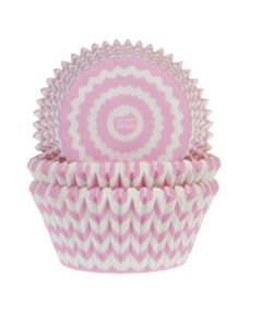 House of Marie Baking Cups Chevron Pink pk/50