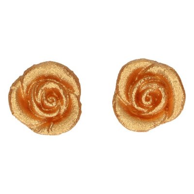 Funcakes Eetbare Marsepein Decoratie Rozen Goud set/6