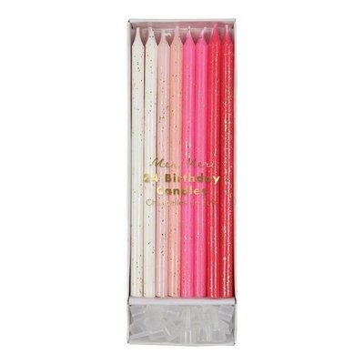 Meri Meri Pink Glitter Candles pk/24