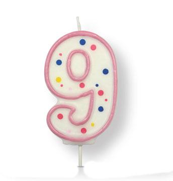 PME Large Birthday Candle Pink Number 9