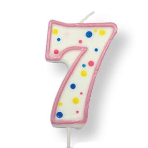 PME Verjaardagskaars Roze Nummer 7