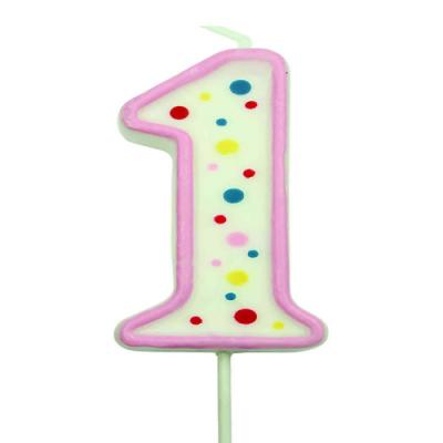 PME Verjaardagskaars Roze Nummer 1