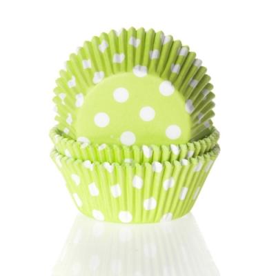 House of Marie Baking Cups Stip Lime Groen pk/50