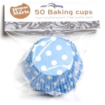 House of Marie Baking Cups Stip Blauw pk/50