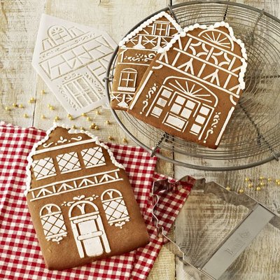 Birkmann Stencil & Cutter set Houses Winter village 6st